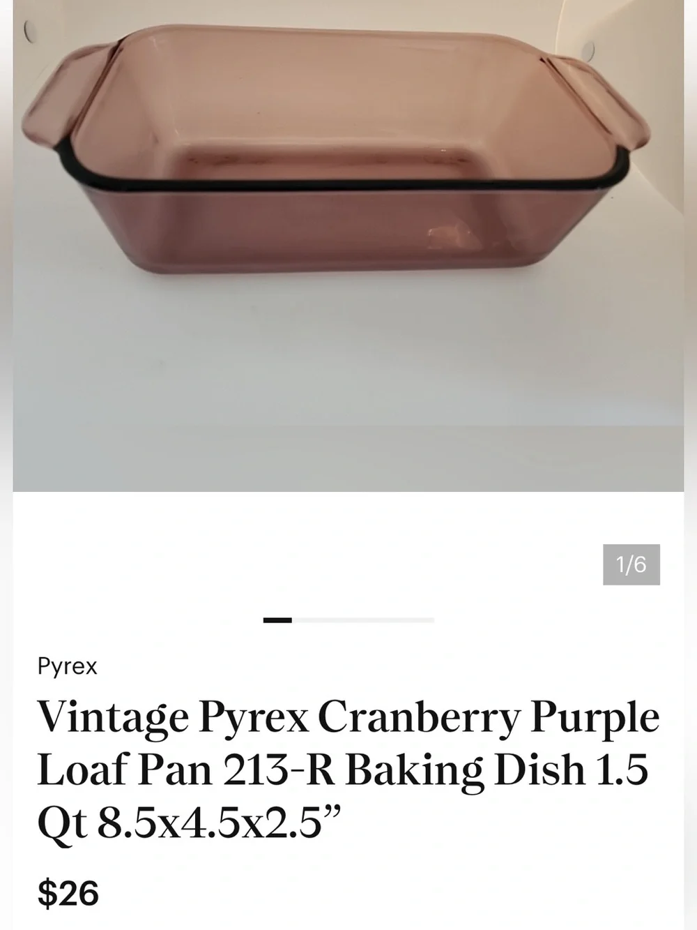 Pyrex Cranberry Loaf Pan #213-R - Picture 9 of 11